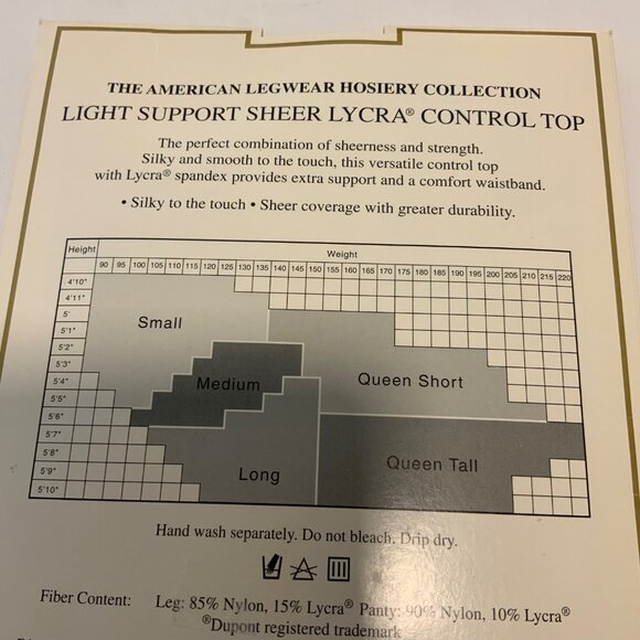 American Legwear Control Top Beige Pantyhose Size Medium New Vintage - Picture 5 of 6
